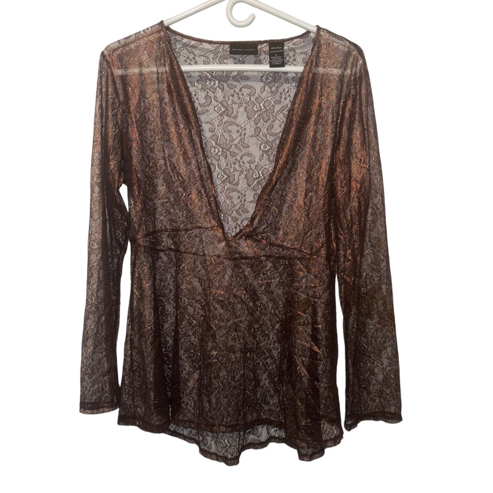 Vintage Y2K New York & Company Lace Mesh Top